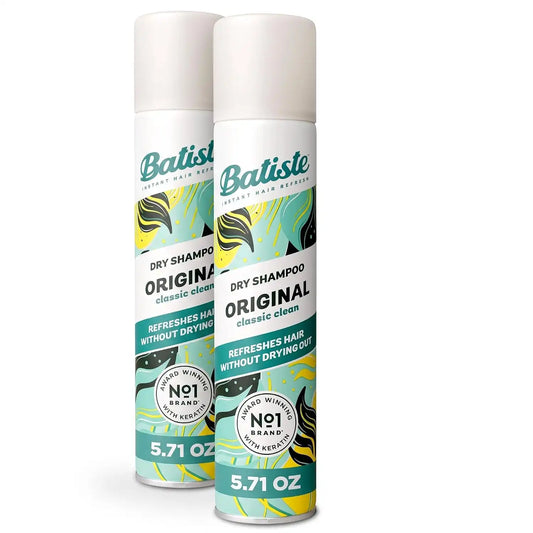 Batiste Dry Shampoo, Original Fragrance Classic Clean, Refresh Hair and Absorb Oil Between Washes, Waterless Shampoo for Added Hair Texture and Body, 5.71 oz (Pack of 2)