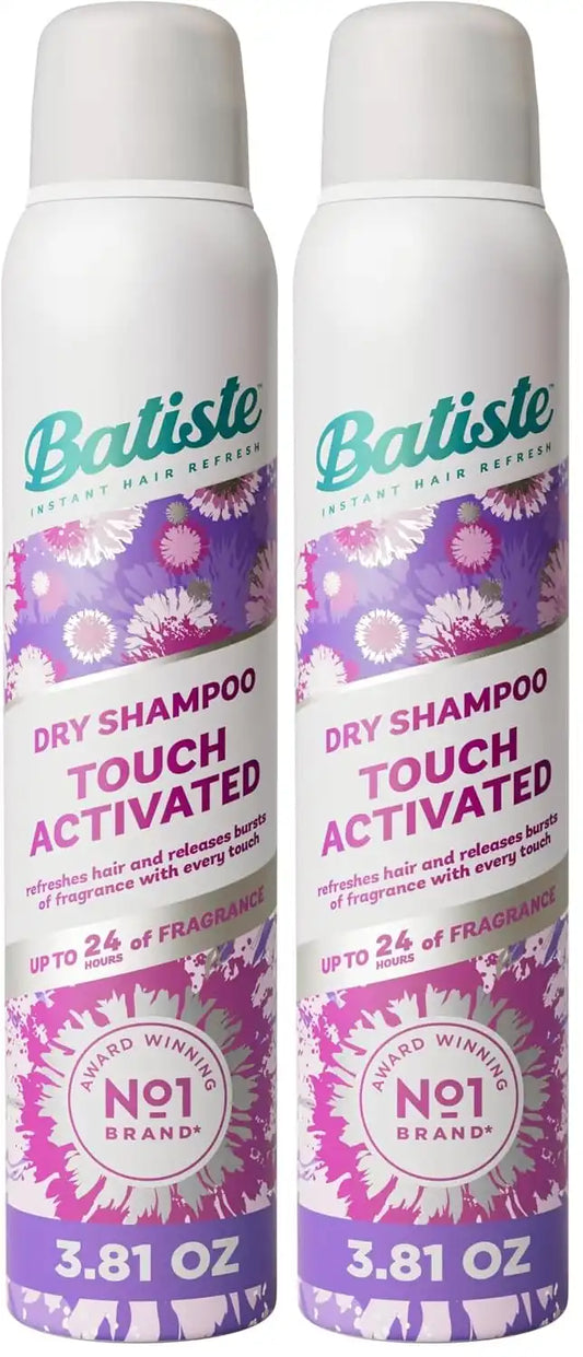 Batiste Touch Activated Dry Shampoo, Up to 24 Hours of Freshness, Absorbs Oil in Hair Between Washes with Lasting Scent Releasing Technology, 3.81 Oz (Pack of 2)