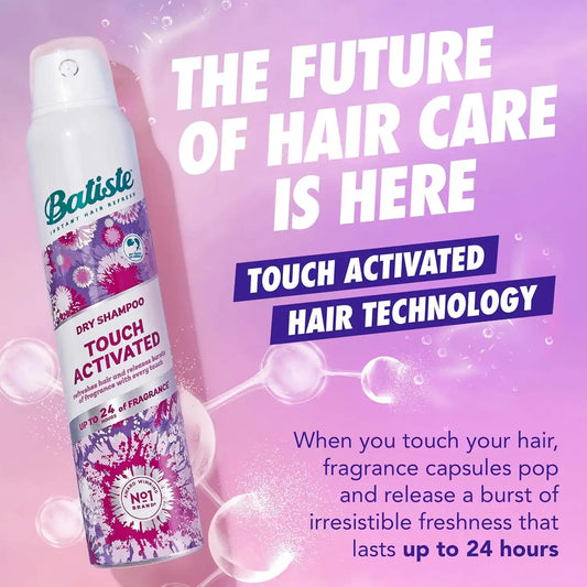 Batiste Touch Activated Dry Shampoo, Up to 24 Hours of Freshness, Absorbs Oil in Hair Between Washes with Lasting Scent Releasing Technology, 3.81 Oz (Pack of 2)