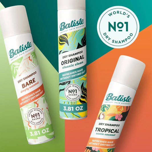 Batiste Dry Shampoo, Original, Tropical & Bare Scents, 3.81 Oz, 3-Pack