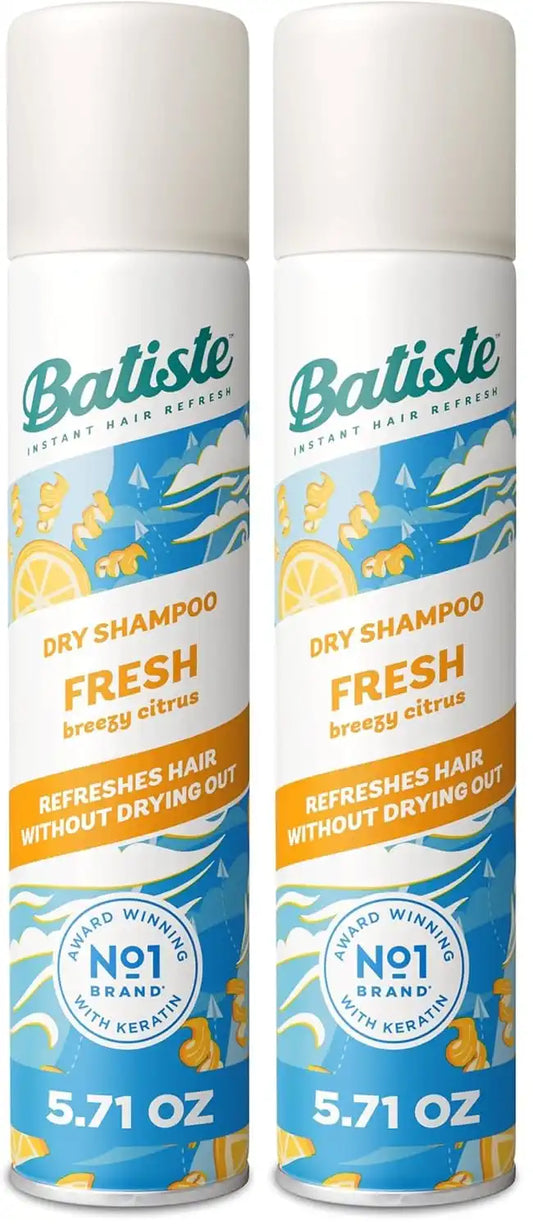 Batiste Dry Shampoo, Fresh Fragrance, Refresh Hair and Absorb Oil Between Washes, Waterless Shampoo for Added Hair Texture and Body, 5.71 oz (Pack of 2)